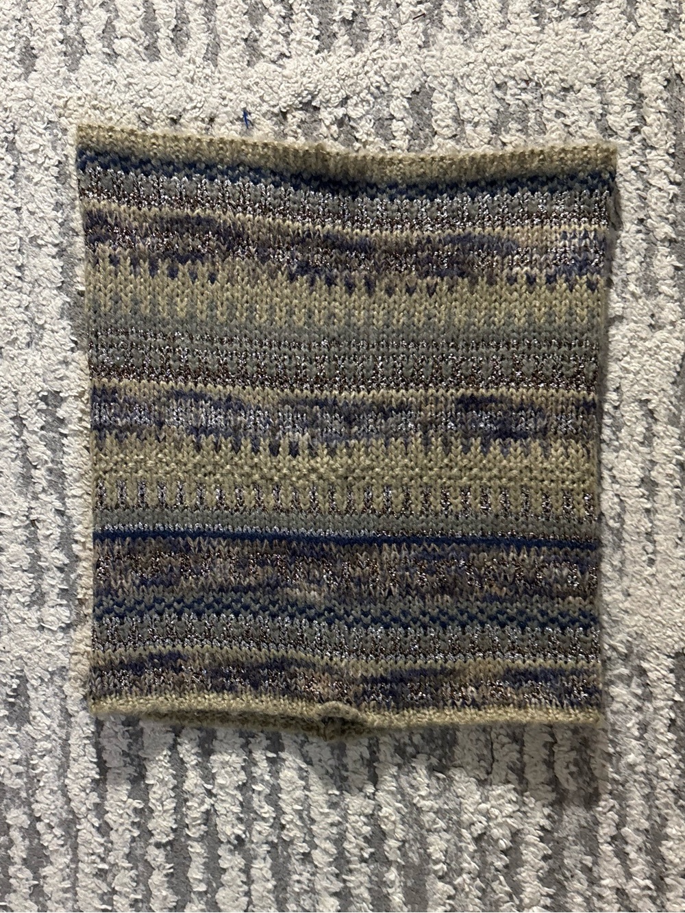 Simply Noelle metallic thread taupe neck scarf knit